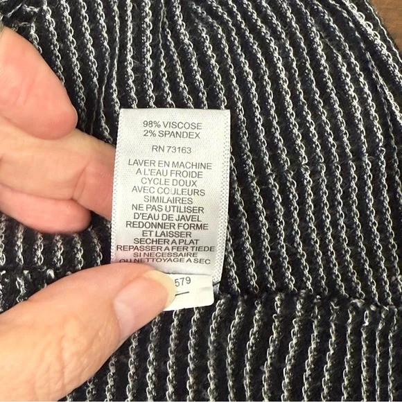 Cable & Gauge Black White Striped Tunic Top XXL Long Sleeve Pockets Casual Class - Picture 7 of 8